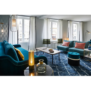 Maison Sarah Lavoine - Léo Velvet Pouf | Sarah Blue