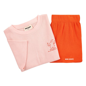 Bobo Choses - Organic cotton green t-shirt and shorts set | Pink