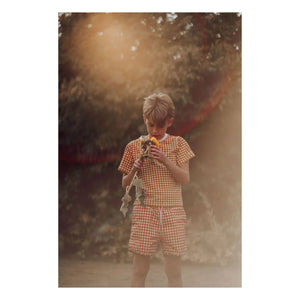 Grech & Co - Vichy Recycled Fiber Bath Shorts | Mustard