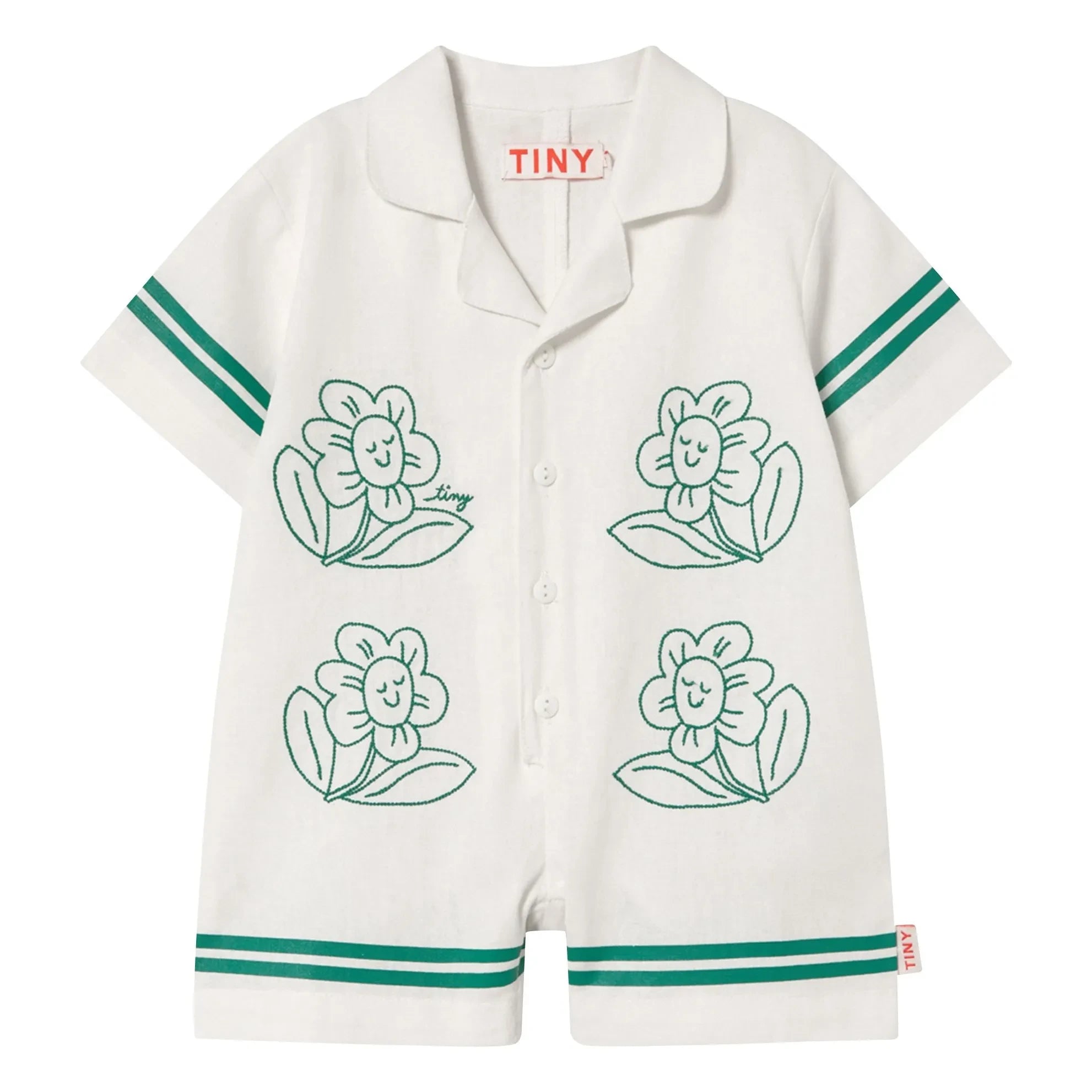 Tinycottons - Floral Oversized Romper Shorts | White