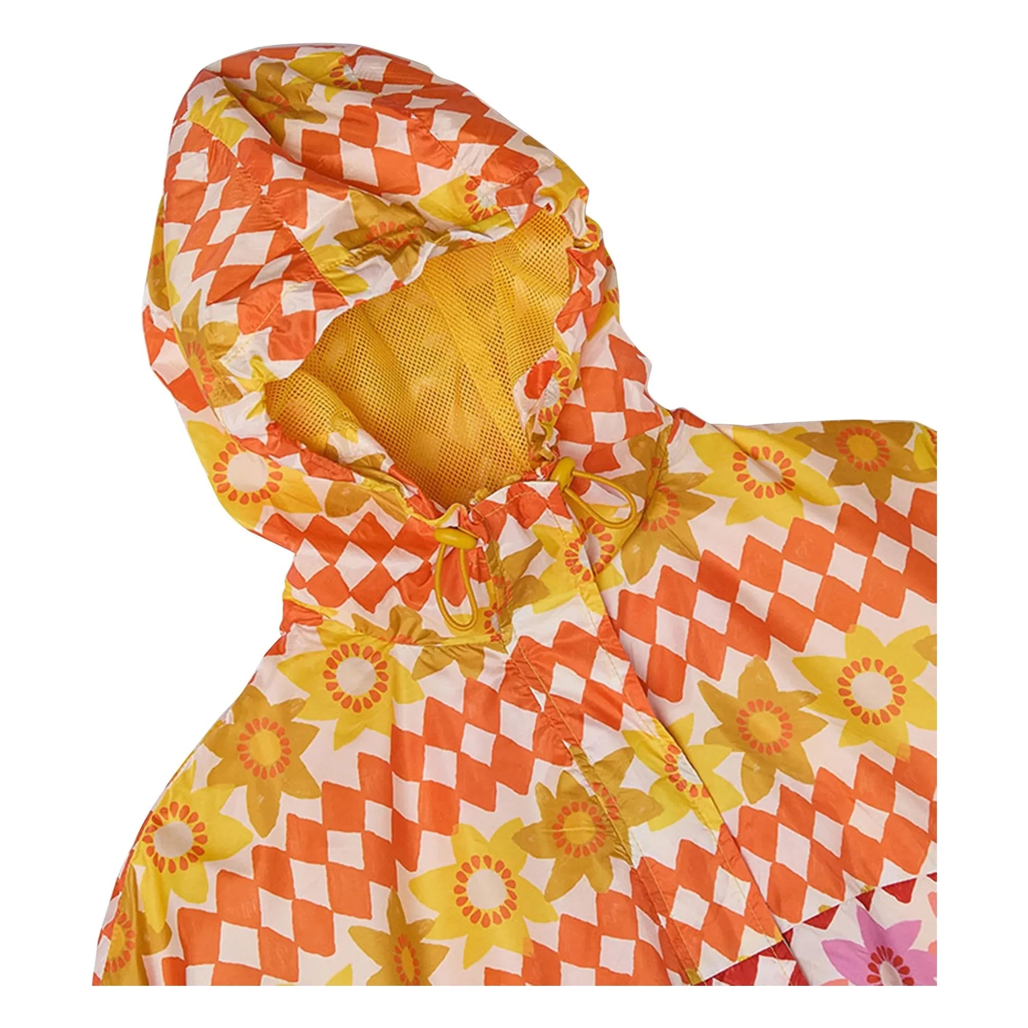 Fabula - Damier Fleurs Rüzgarlık | Turuncu