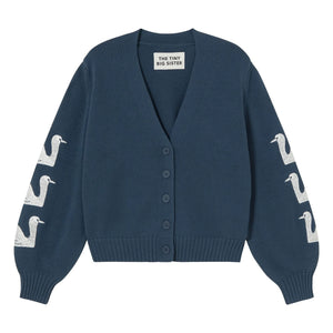 The Tiny Big Sister - Cotton Swan Cardigan | Navy Blue