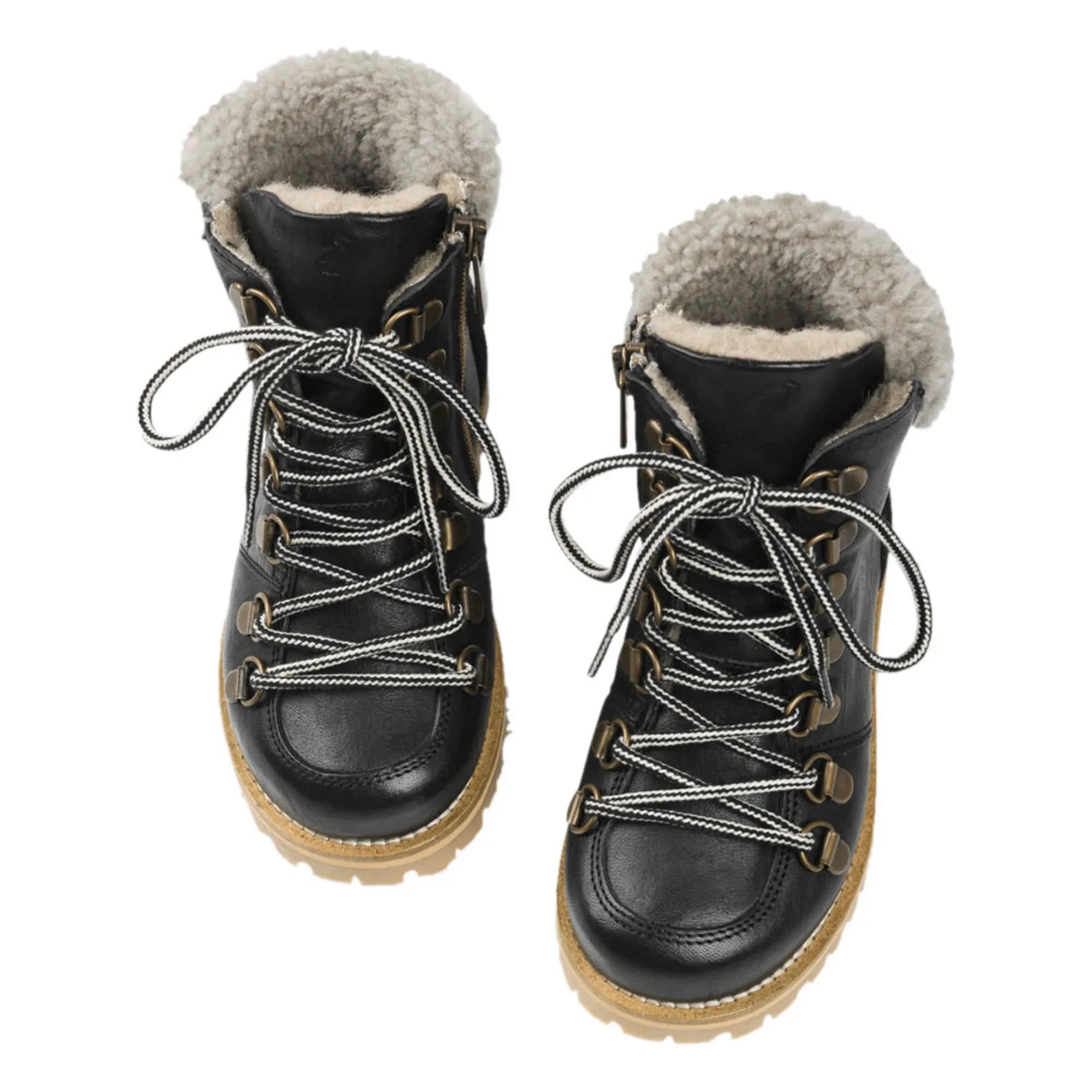 Petit Nord - Sherpa-Lined Lace-Up Boots | Black