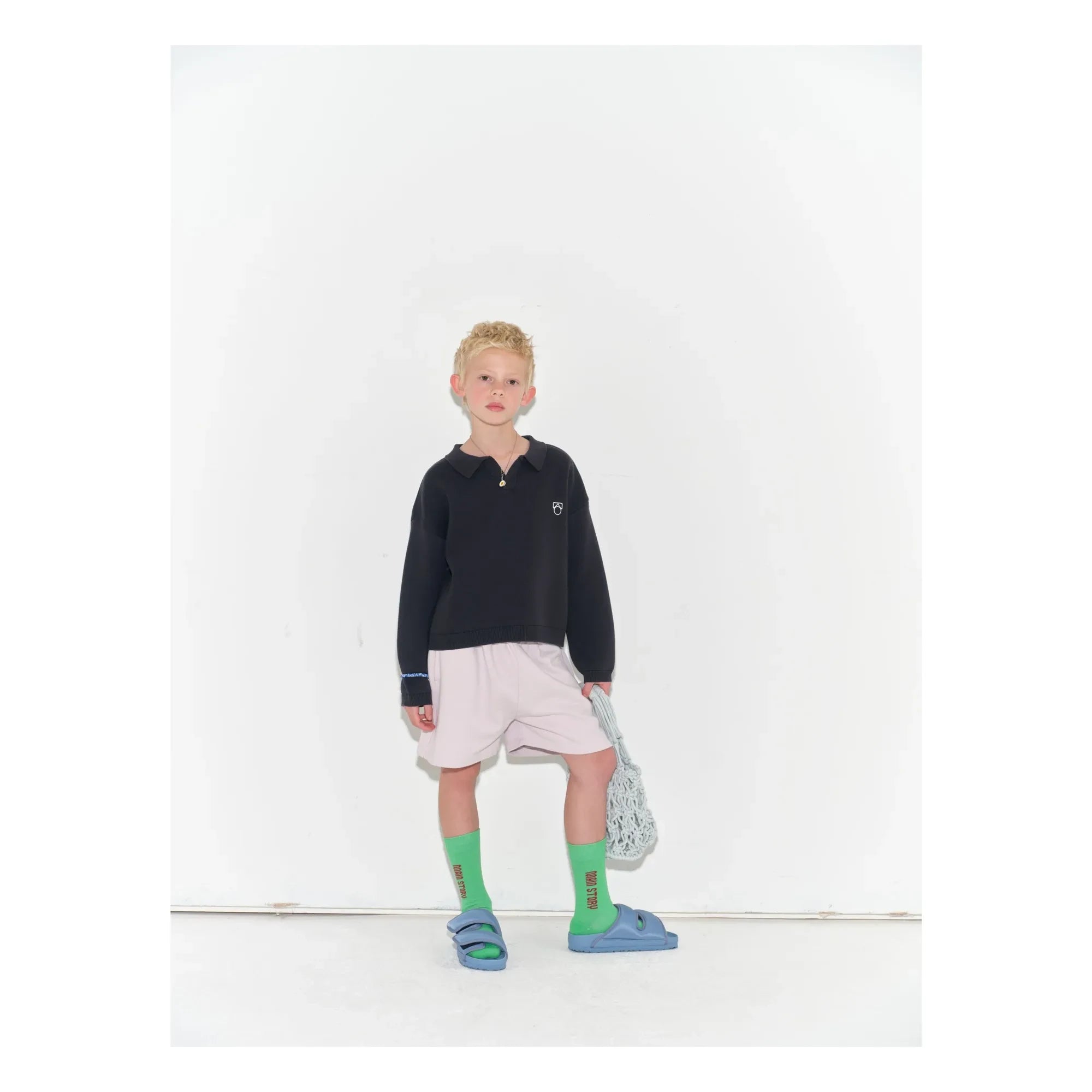 Main Story - Organic Cotton Polo Sweater | Black