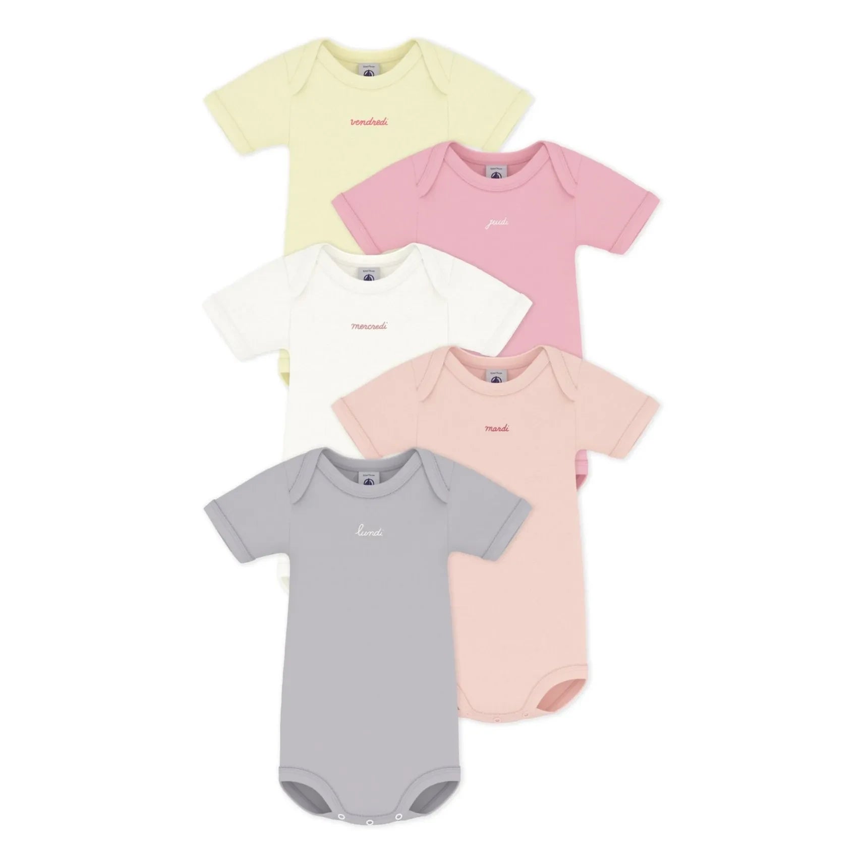 Petit Bateau - Organic Cotton 5-Pack Bodysuits | Pink
