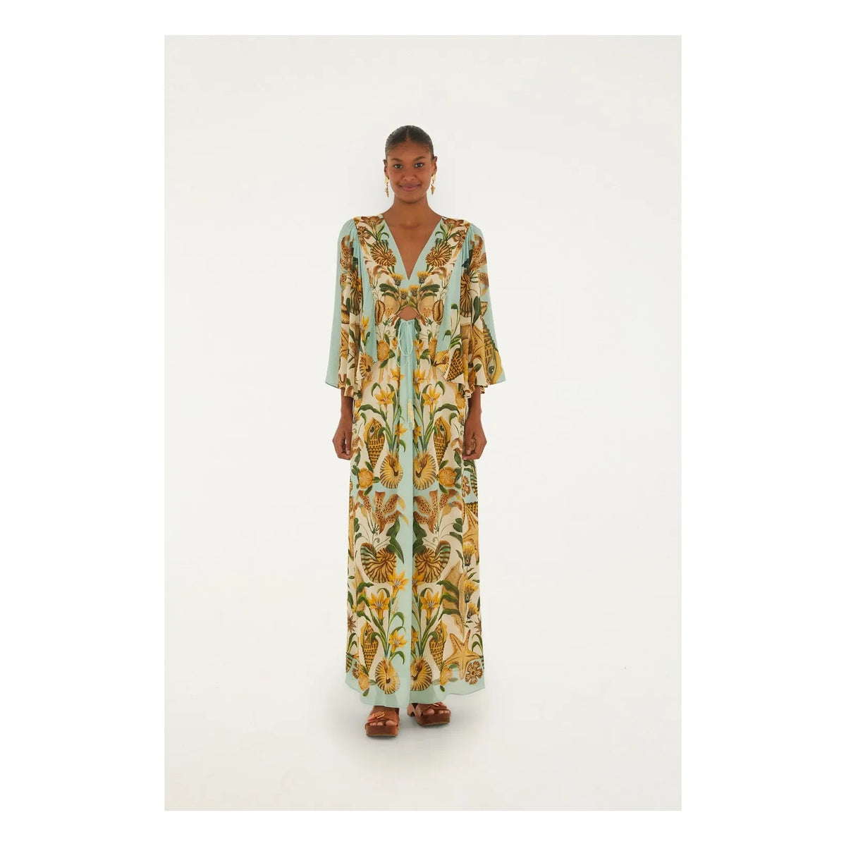 Farm Rio - Marine Garden Sand-Colored Dress | Orange