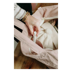 Adorna - Powder Pink Linen Zip Bag
