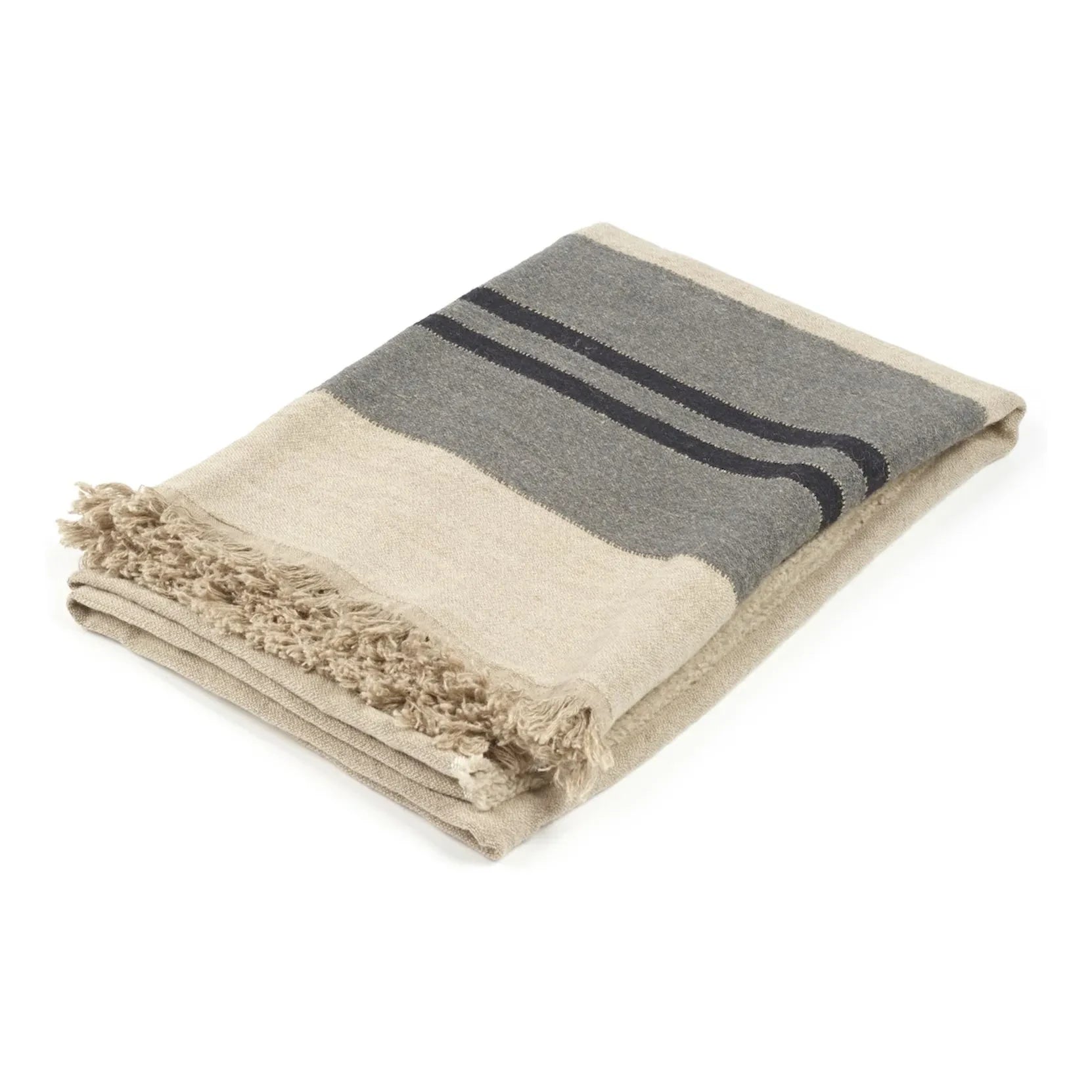 Libeco - Black House Stripe Linen Throw | Charcoal