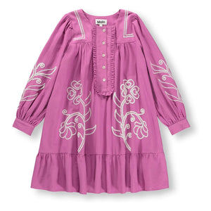 Molo - Crelo Button Dress Organic Cotton Flowers | Purple