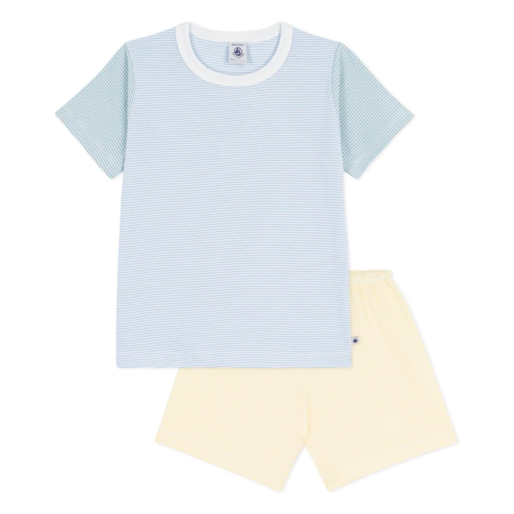 Petit Bateau - Milleraies Color Block Striped Pajama Shorts | Blue