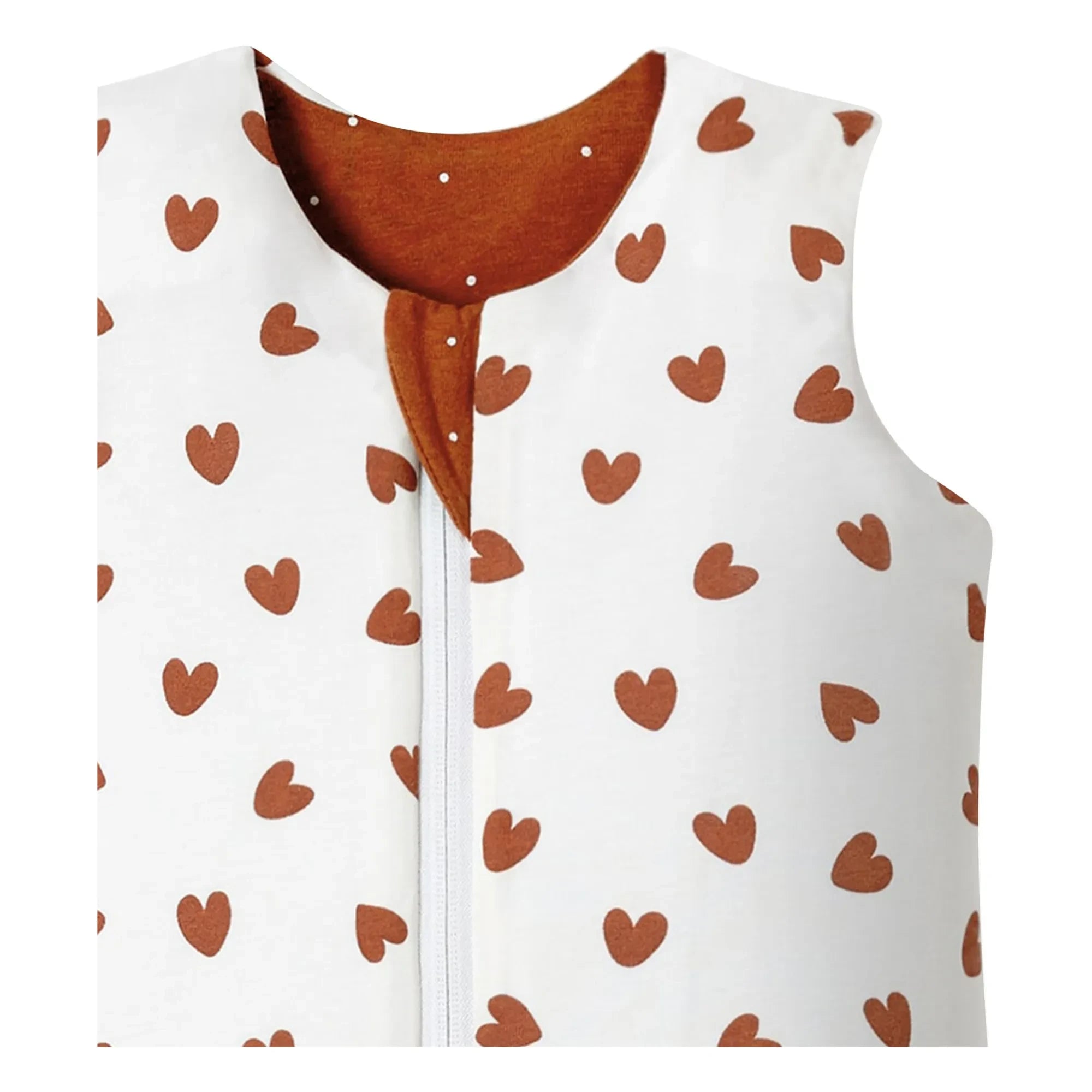 Les Petites Billes - Reversible Heart Multi-Season Sleeping Bag | Terracotta
