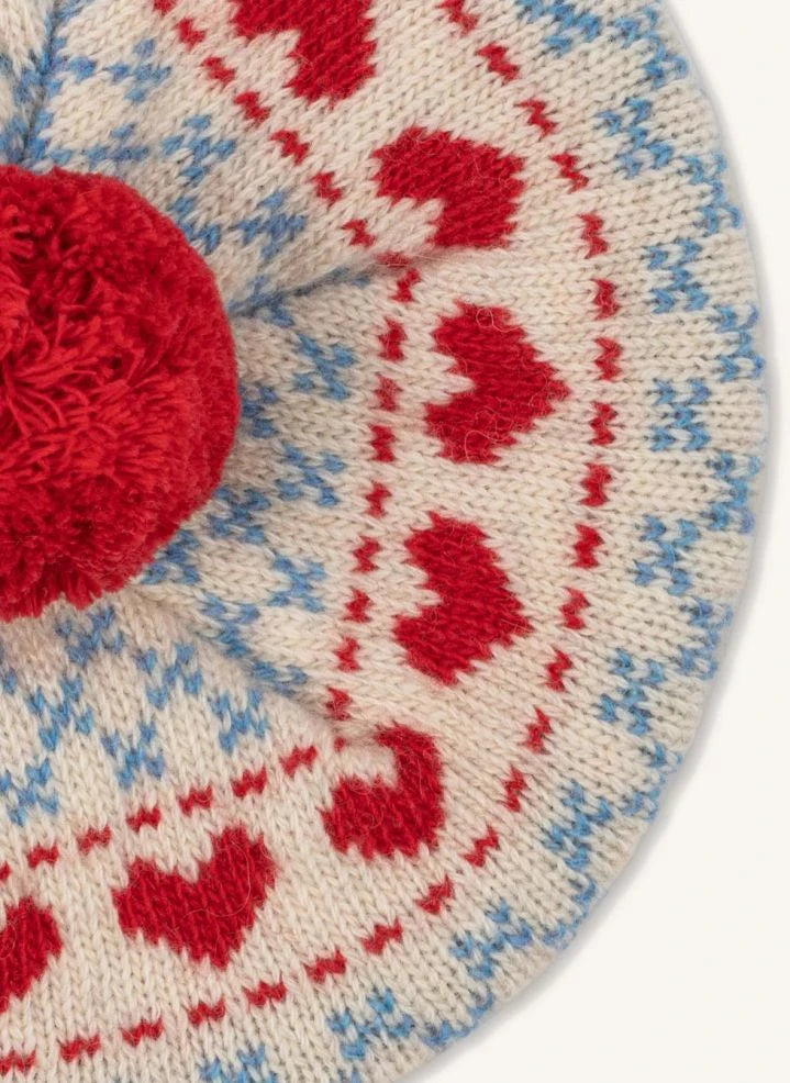 Konges Sløjd - Belou Hearts Yün Beret | Açık Mavi