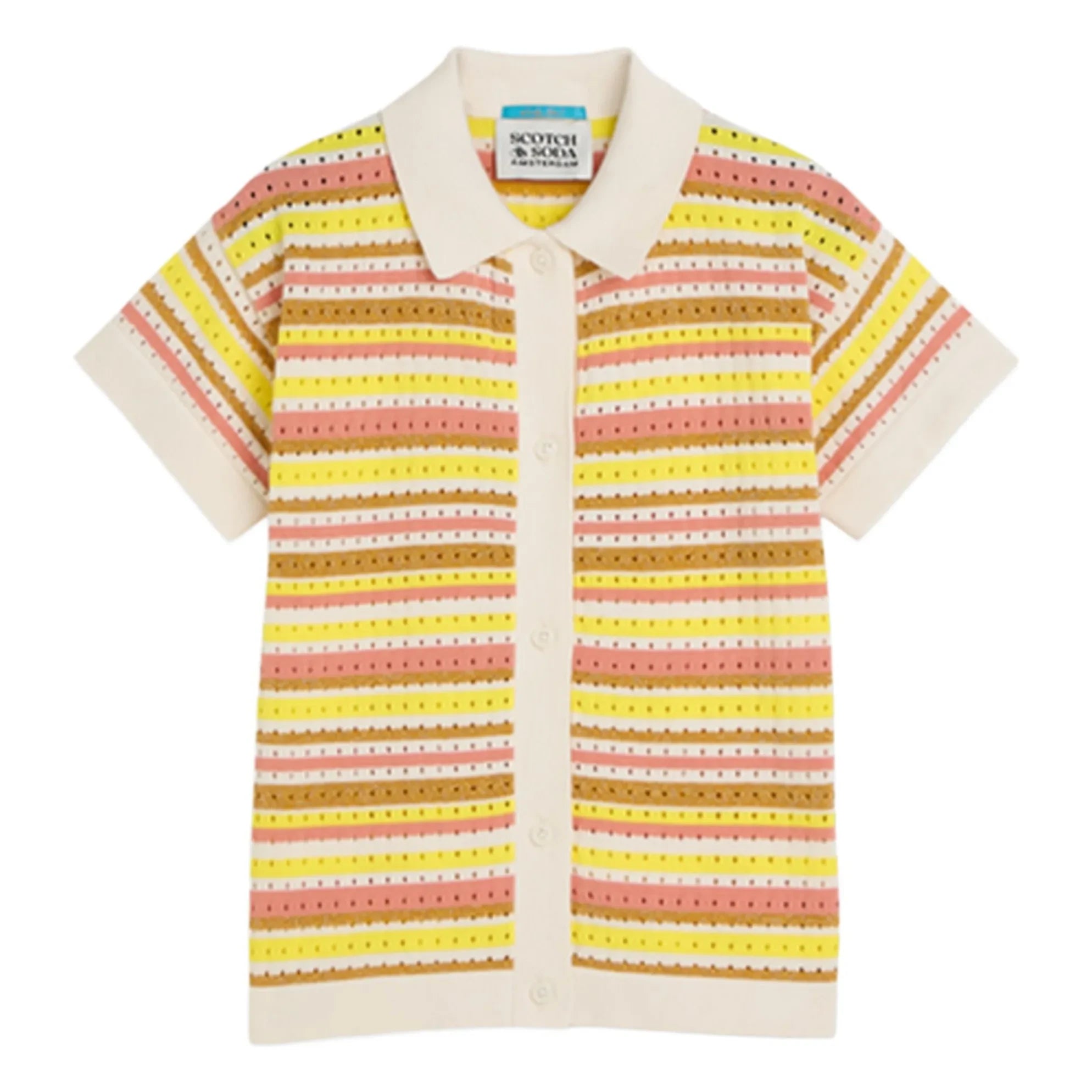 Scotch & Soda - Striped Lurex Mesh Shirt | Yellow