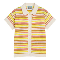 Scotch & Soda - Striped Lurex Mesh Shirt | Yellow