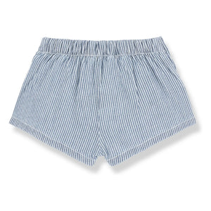 1+ in the family - Denim Deia Organic Cotton Striped Shorts | Light Blue