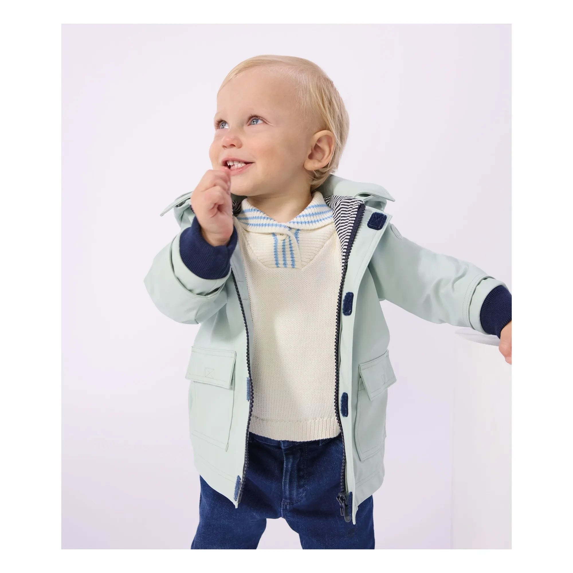 Petit Bateau - Iconic Raincoat Made from Recycled Fibers Baby | Green Water