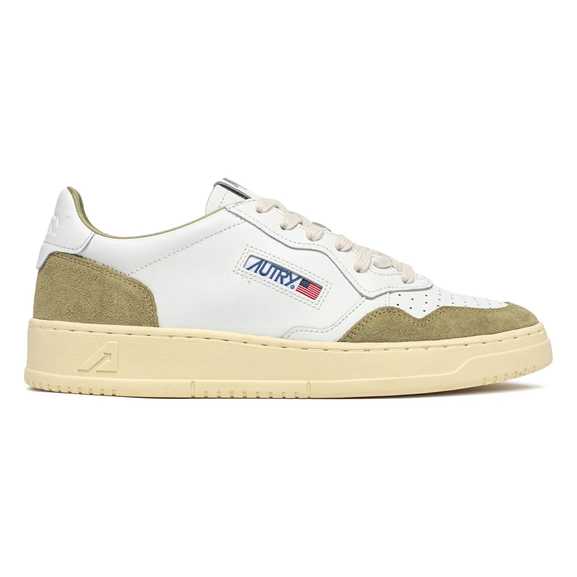 Autry - Medalist Low Deri ve Süet Sneakers | Açık haki