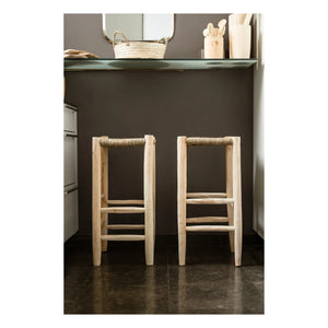 Cosydar - Palm Leaf and Raw Wood Stool