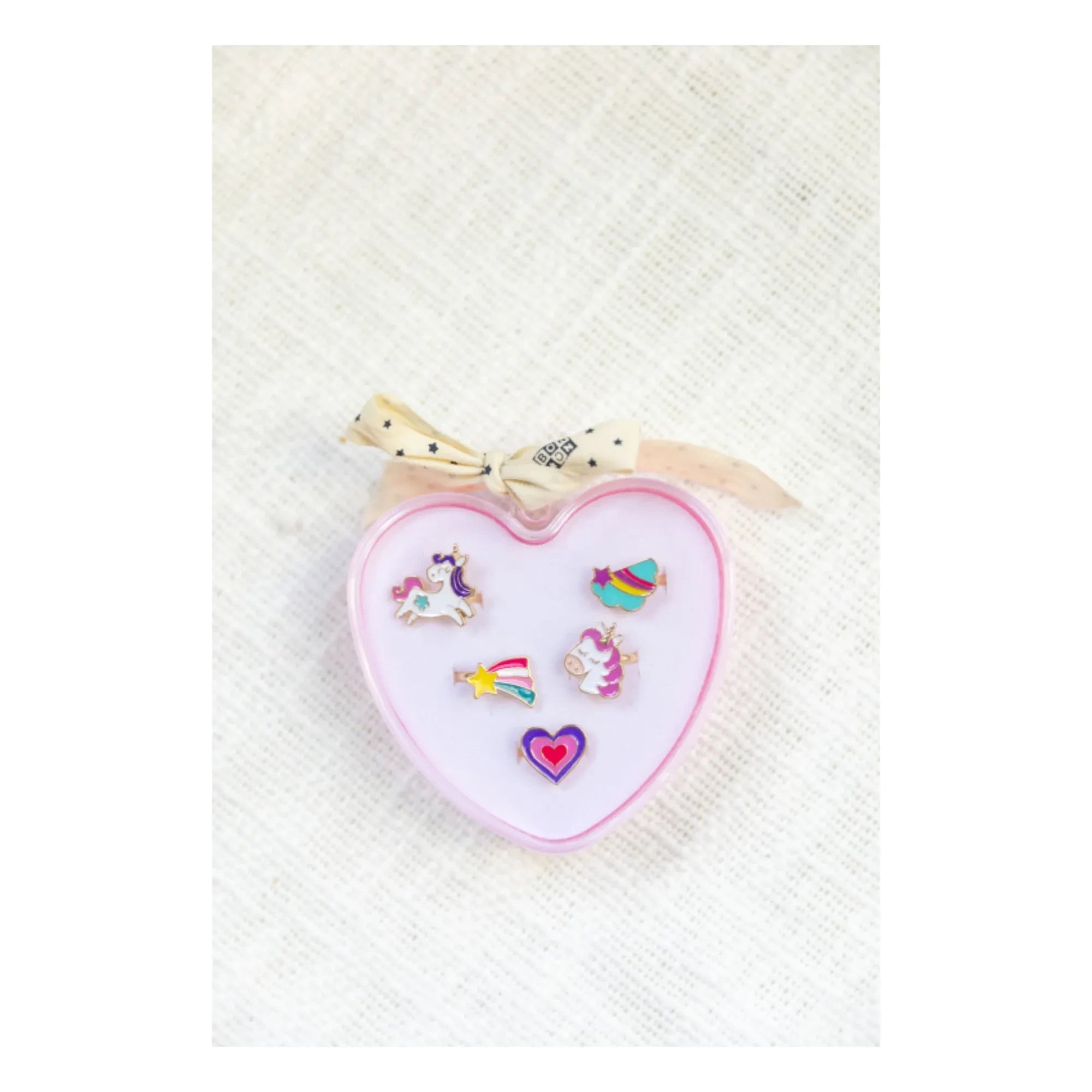 Bonton - Set of 5 Heart Rings | Lilac