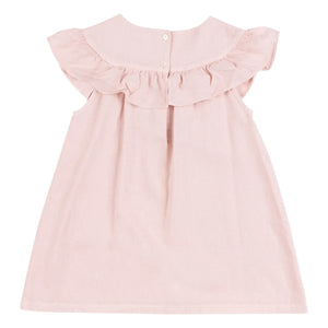 Babe & Tess - Cécile Linen Embroidered Dress | Powder pink