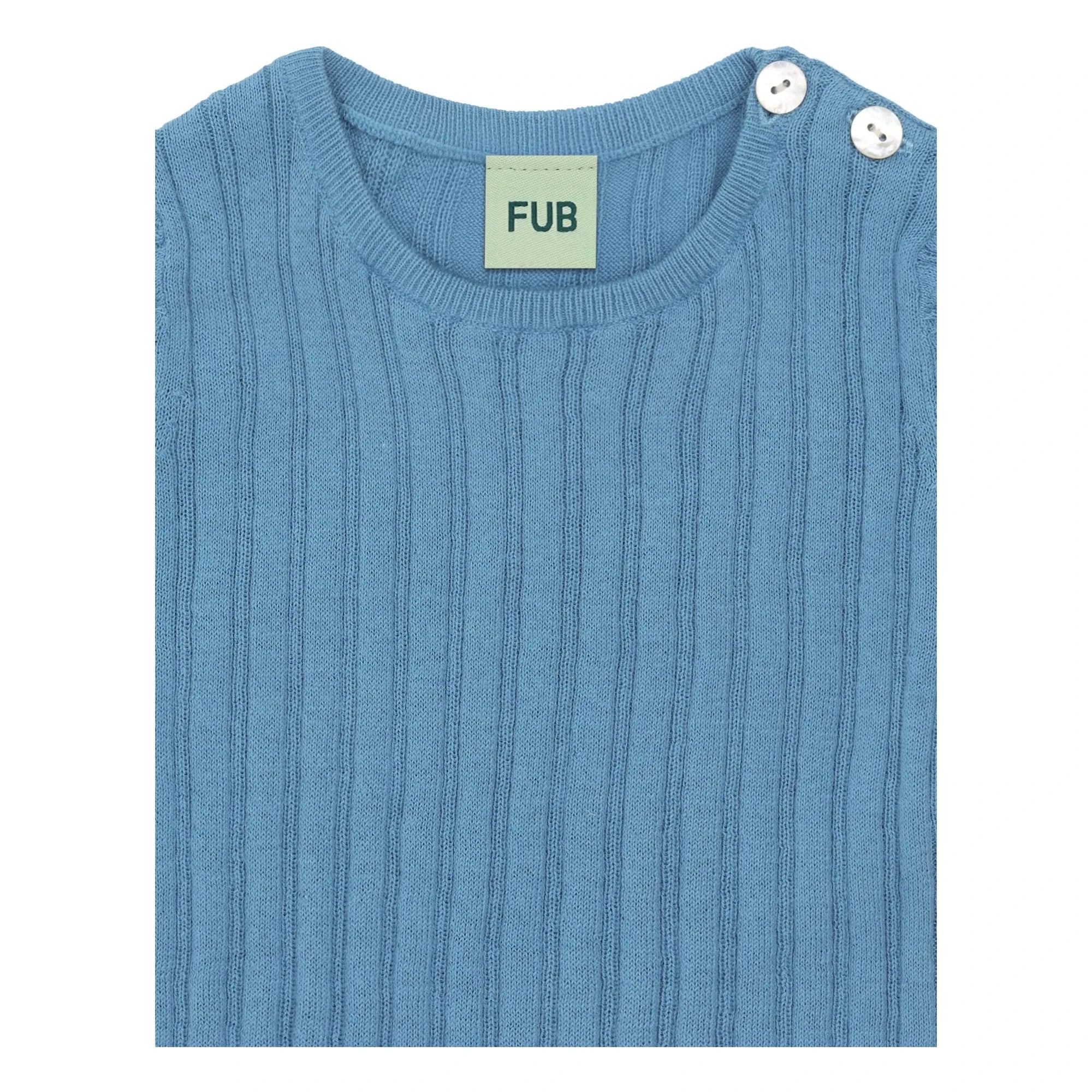 FUB - Organic Cotton Fine Knit Ribbed Bodysuit | Azure Blue