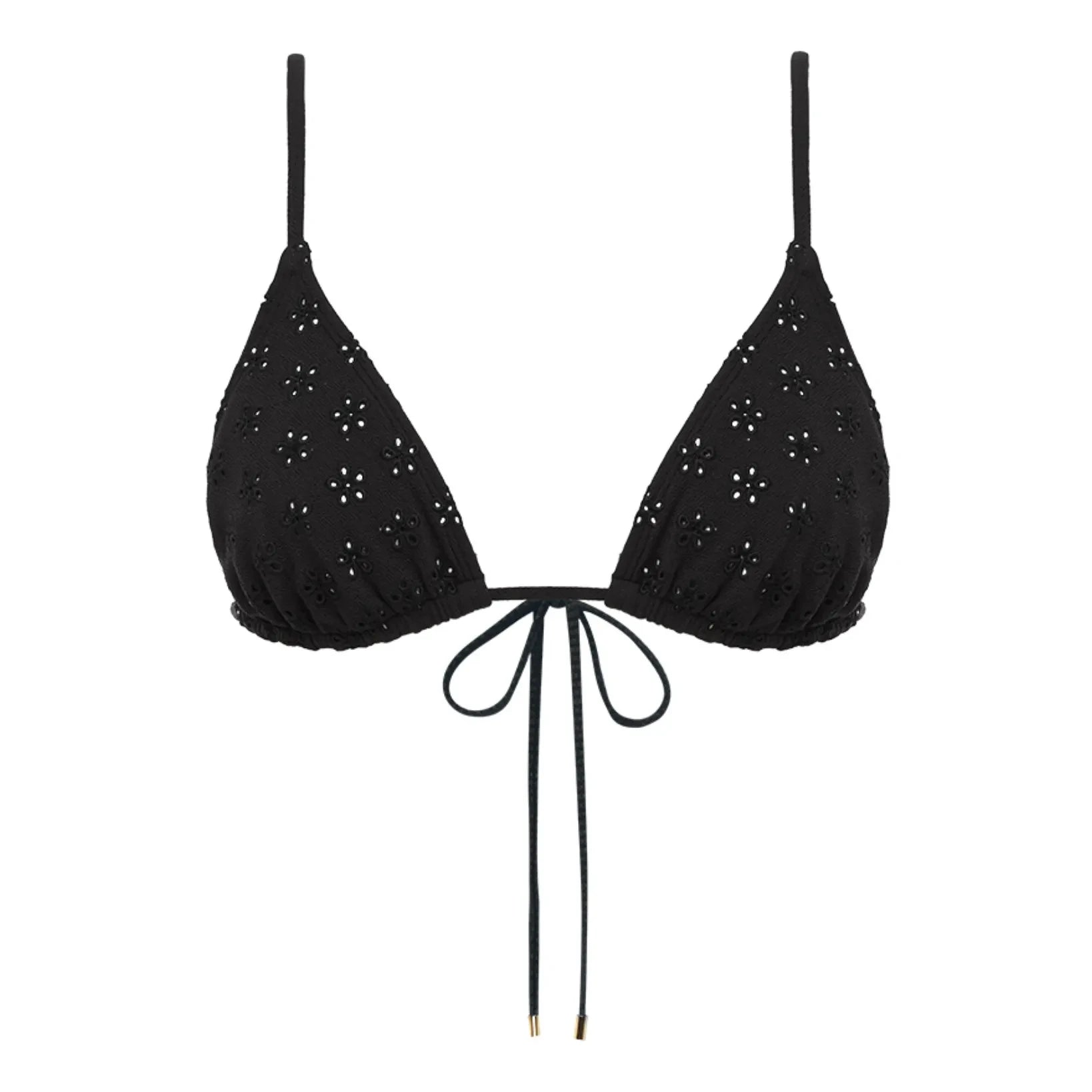 Peony - Embroidered Bikini Top | Black