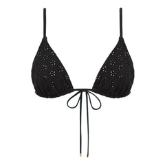 Peony - Embroidered Bikini Top | Black