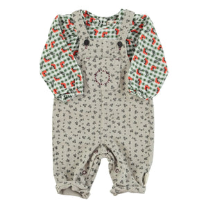 Piupiuchick - Floral Patterned Baby Romper | Light Gray
