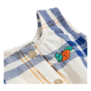 Bobo Choses - Tartan organik pamuk tulum | Ecru