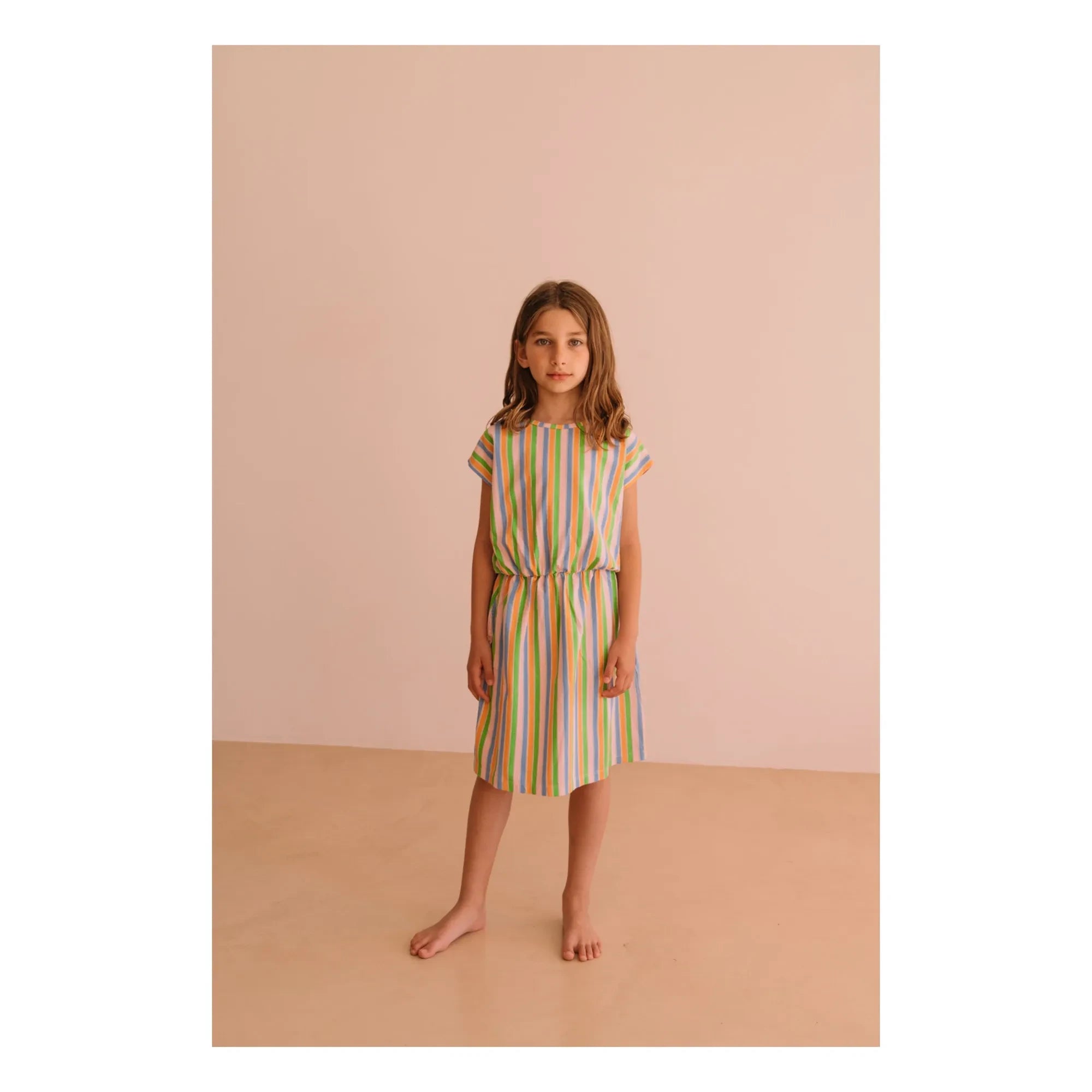 We Are Kids - Suzy Çizgili Organik Pamuk Elbise | Açık Pembe