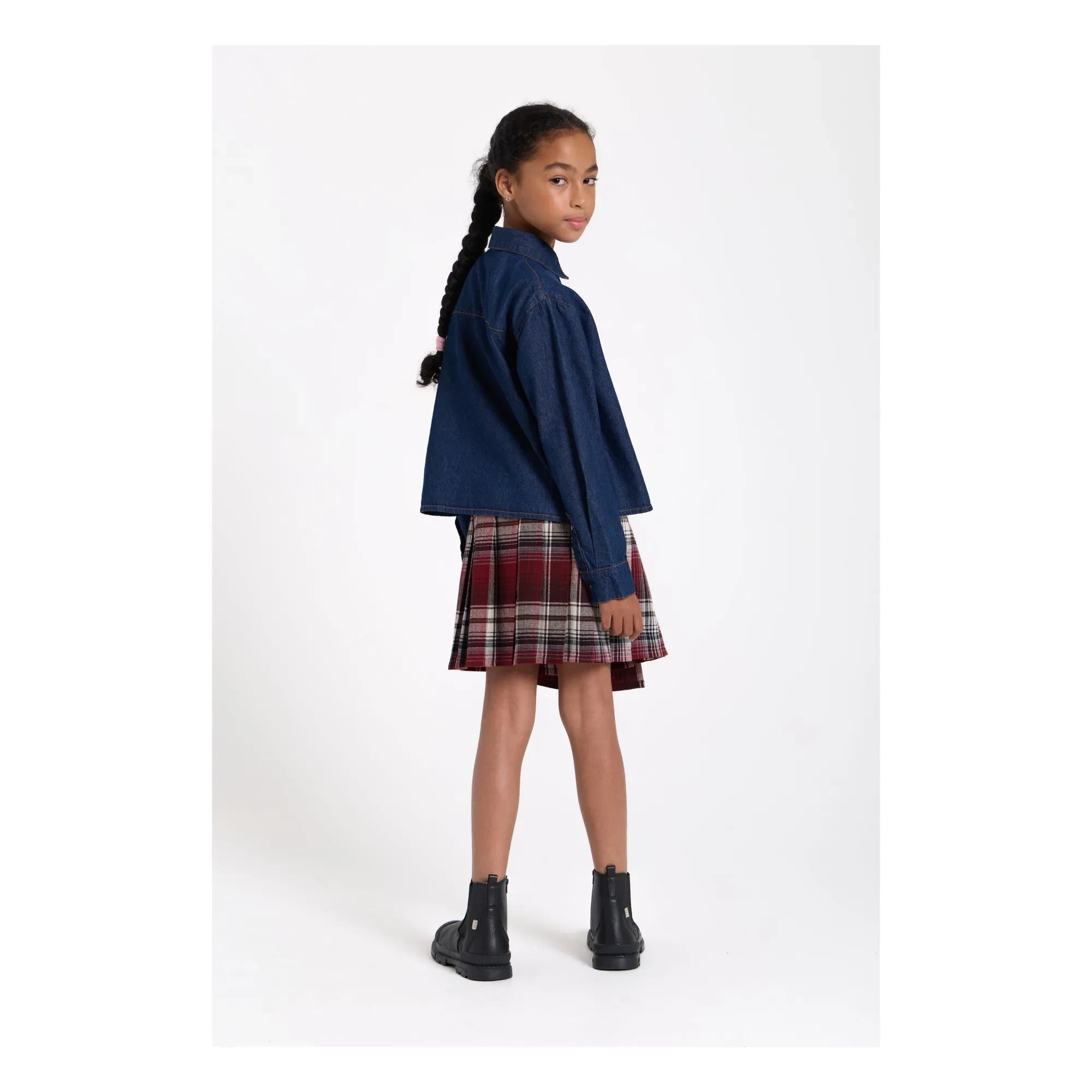 Finger in the Nose - Sterling Check Asymmetric Skirt | Aubergine
