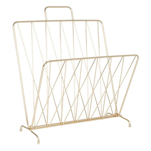 Present Time - Diamond Raster Gold Steel Magazine Holder | Gold
