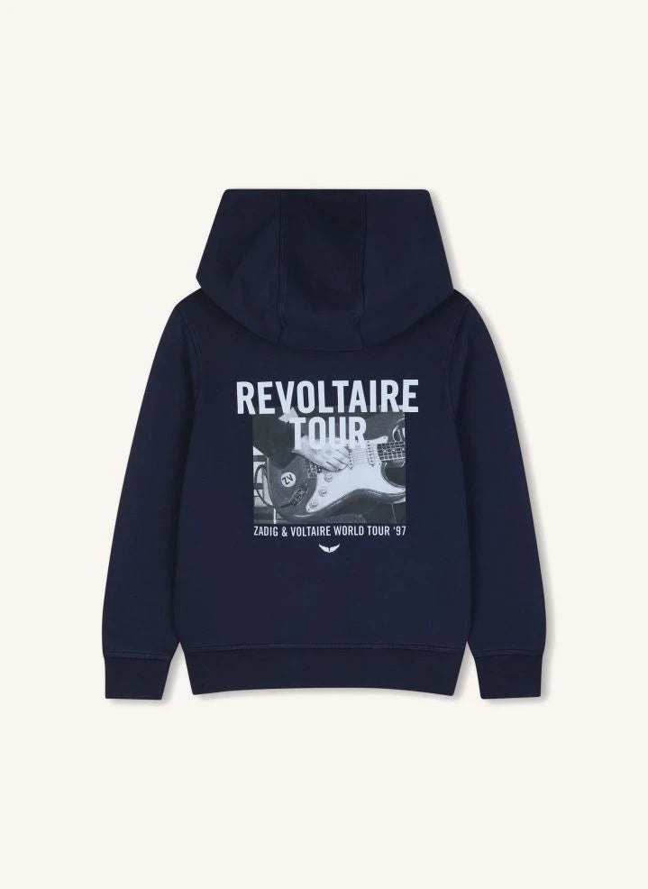 Zadig & Voltaire - Revoltaire Tour Organic Cotton Hooded Sweatshirt | Blue
