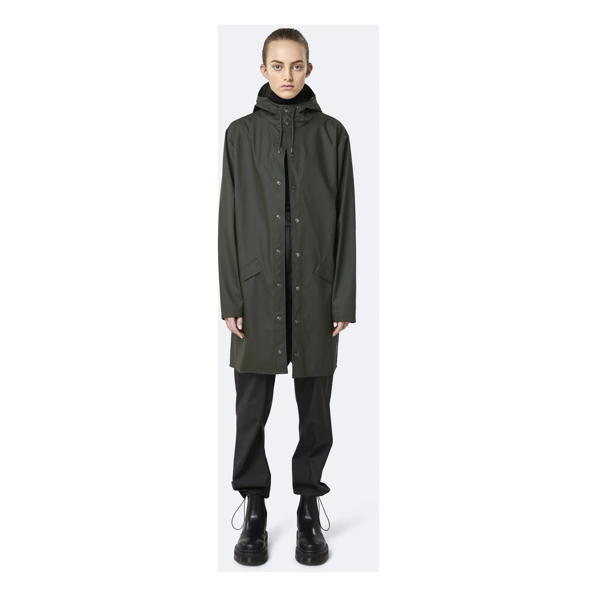 Rains - Unisex Long Waterproof Milled Coat | Green