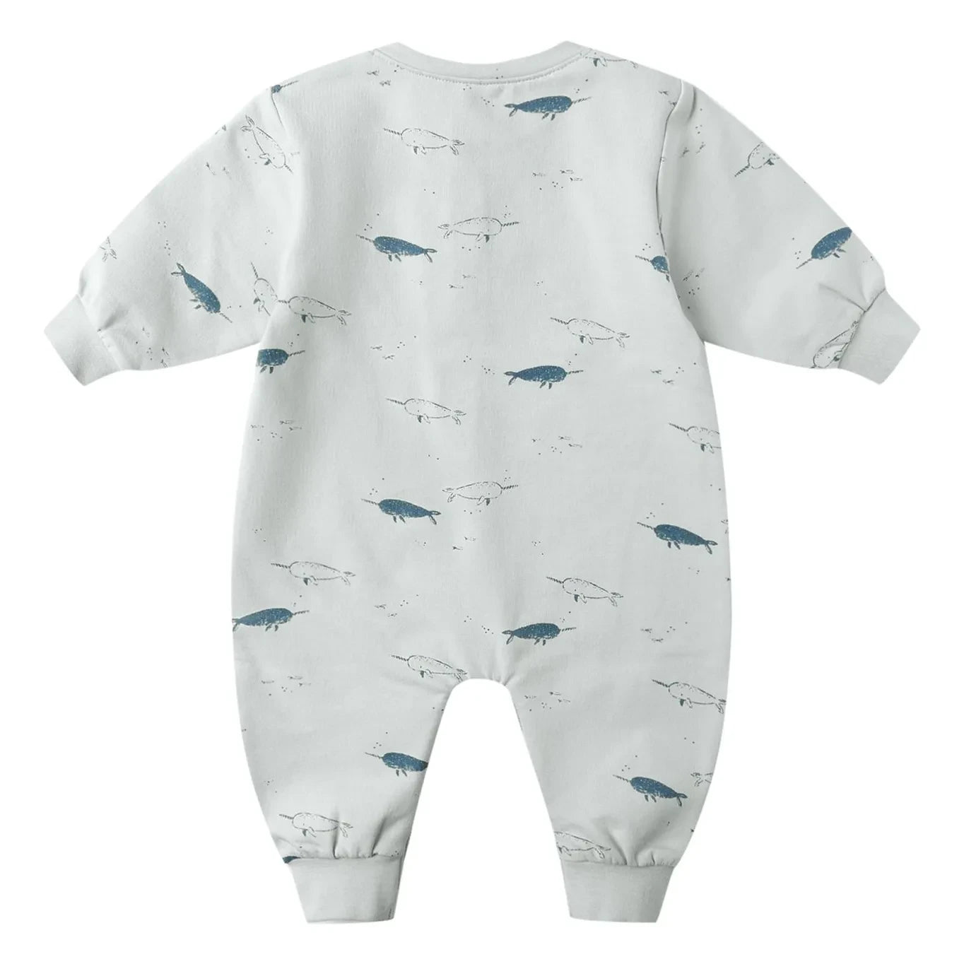 Quincy Mae - Narwhals Organic Cotton Romper | Light Blue
