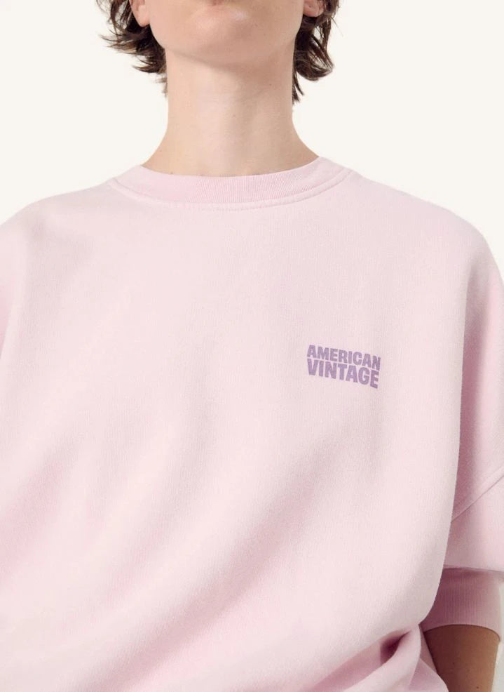 American Vintage - Plizzy Pamuklu Sweatshirt | Açık Pembe