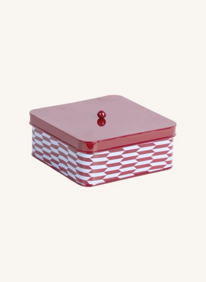 Present Time - Salerno Pattern Metal Storage Box | Red