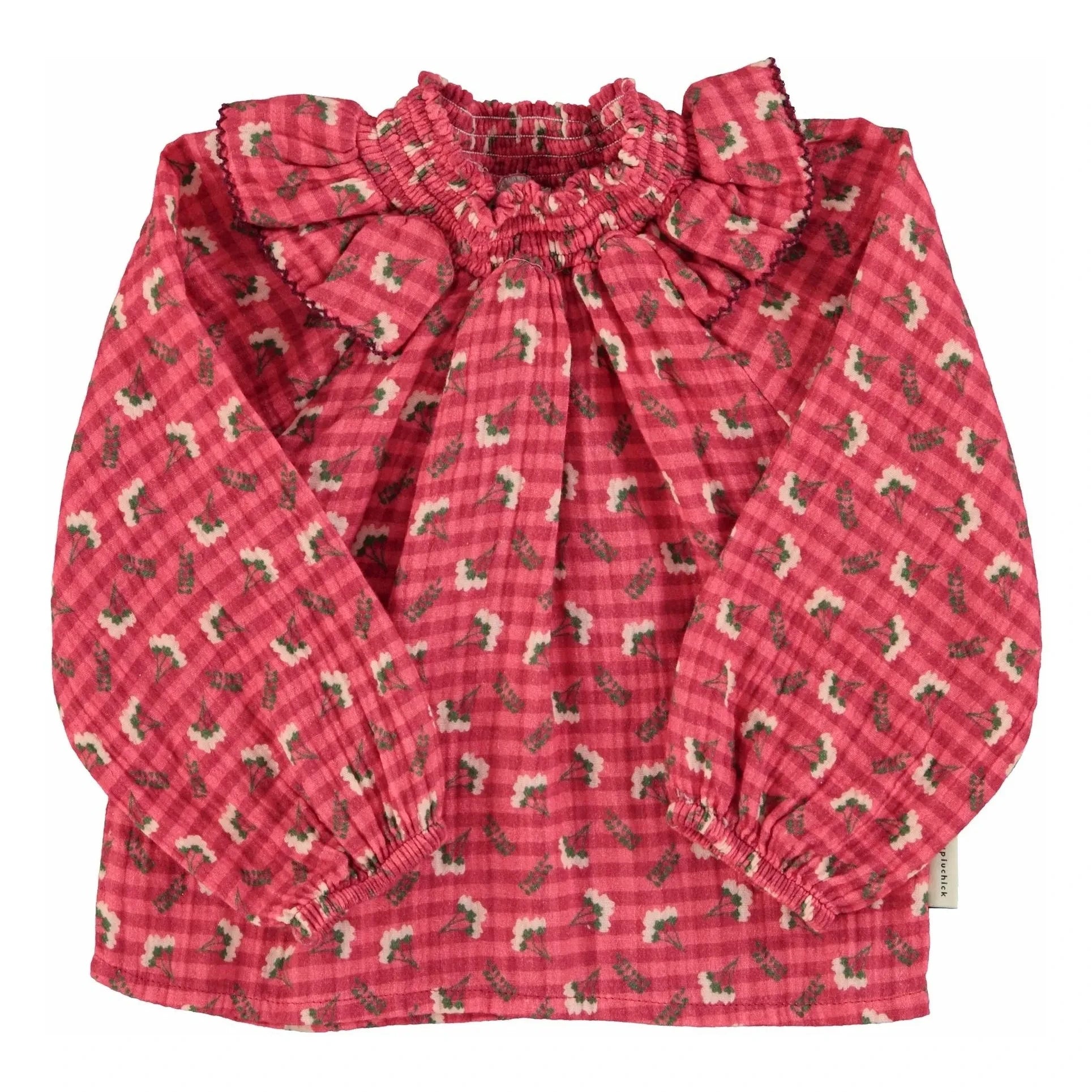 Piupiuchick - Floral Patterned Gathered Collar Blouse | Pink