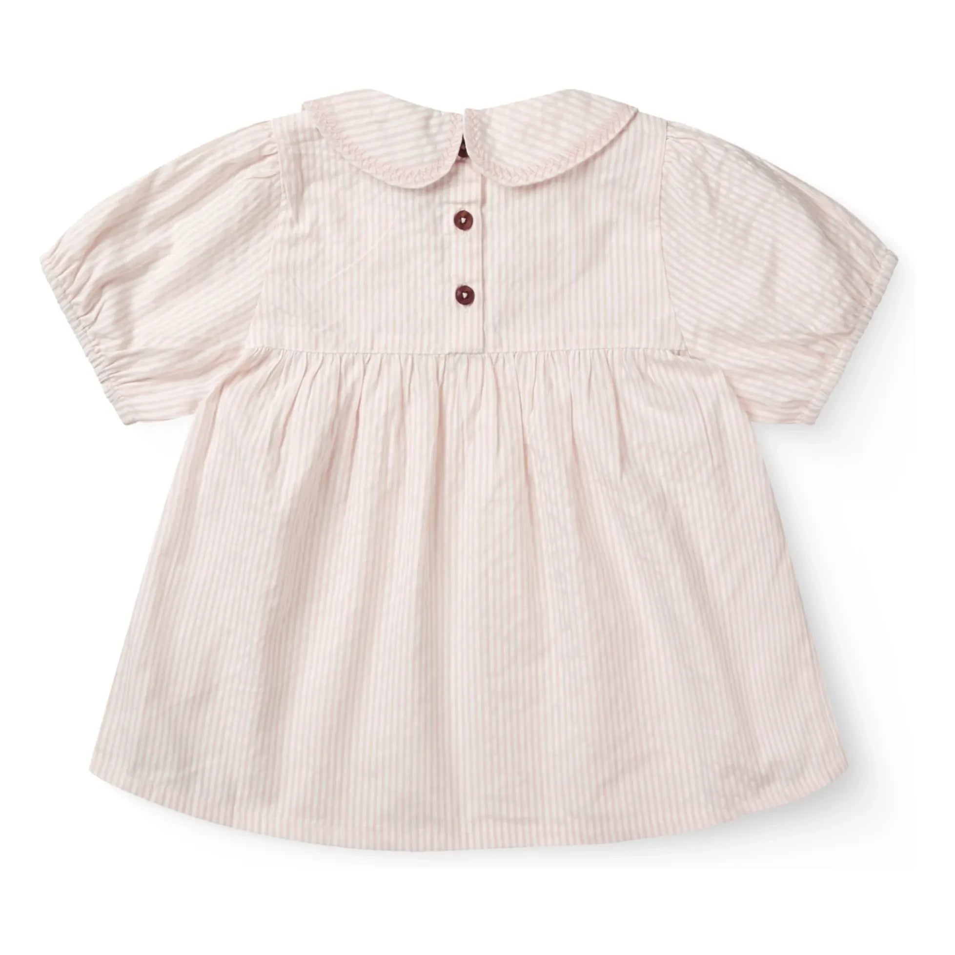 Copenhagen Colors - Striped Claudine Collar Blouse Seersucker Organic Cotton | Light Pink