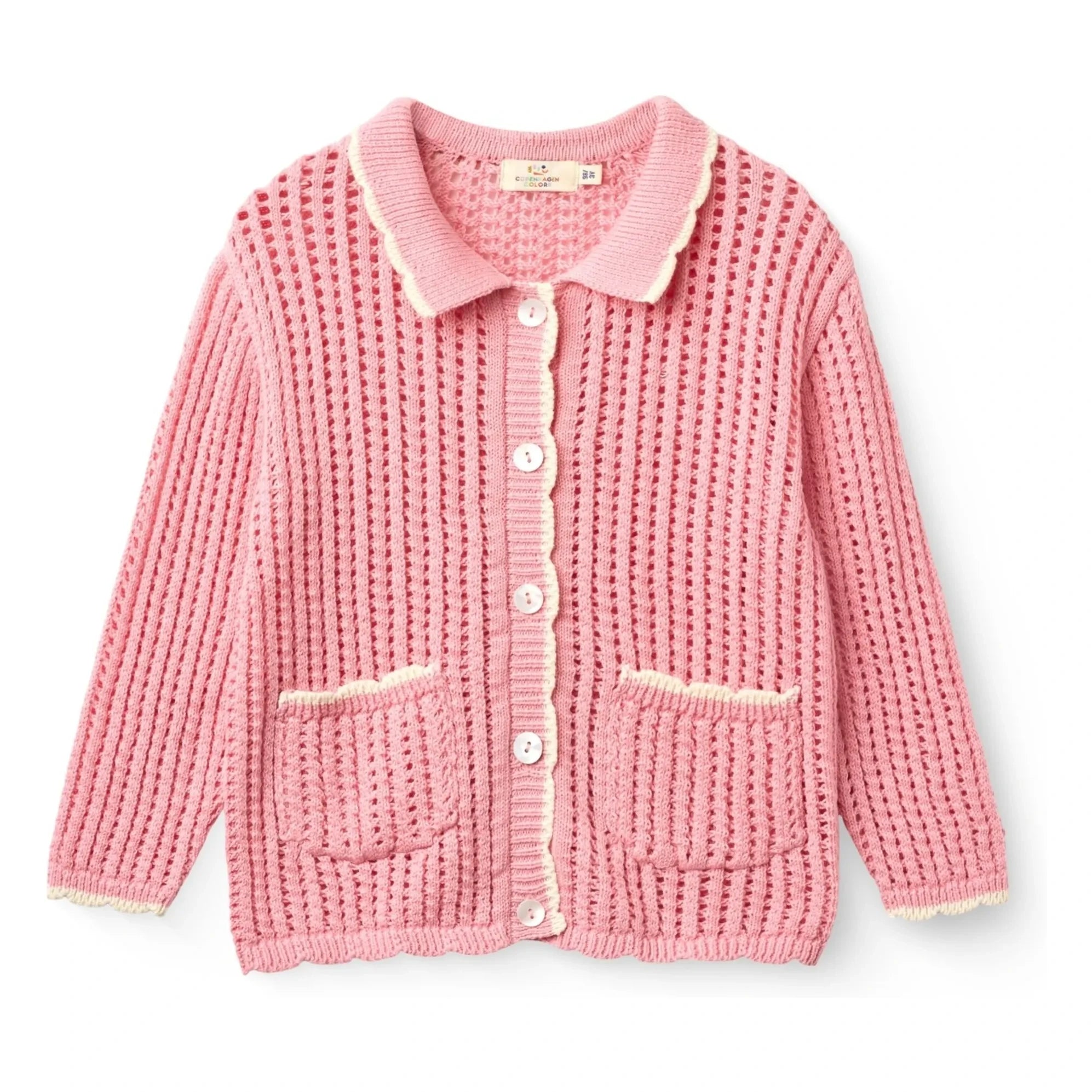 Copenhagen Colors - Organic Cotton Crochet Cardigan | Soft Pink
