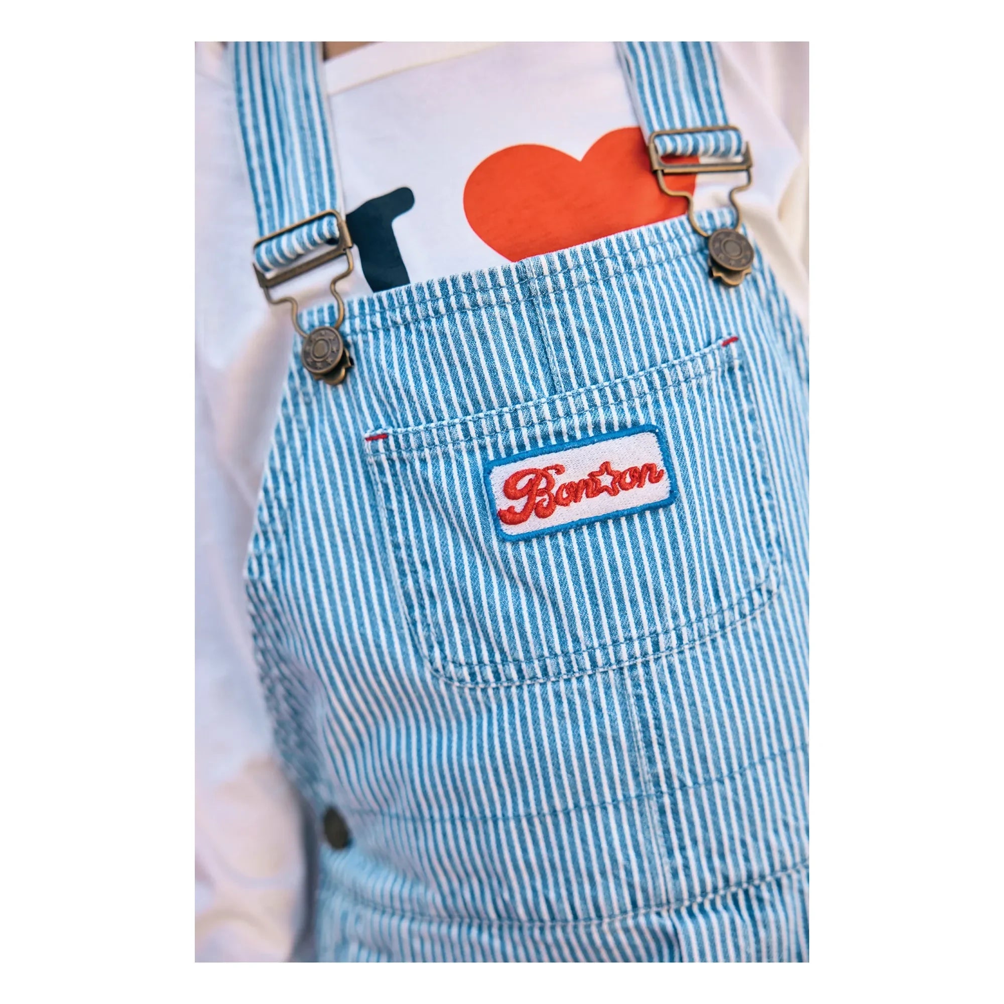 Bonton - Nope Striped Overalls | Blue