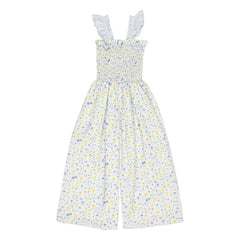 Búho - Seersucker floral print romper | Light blue