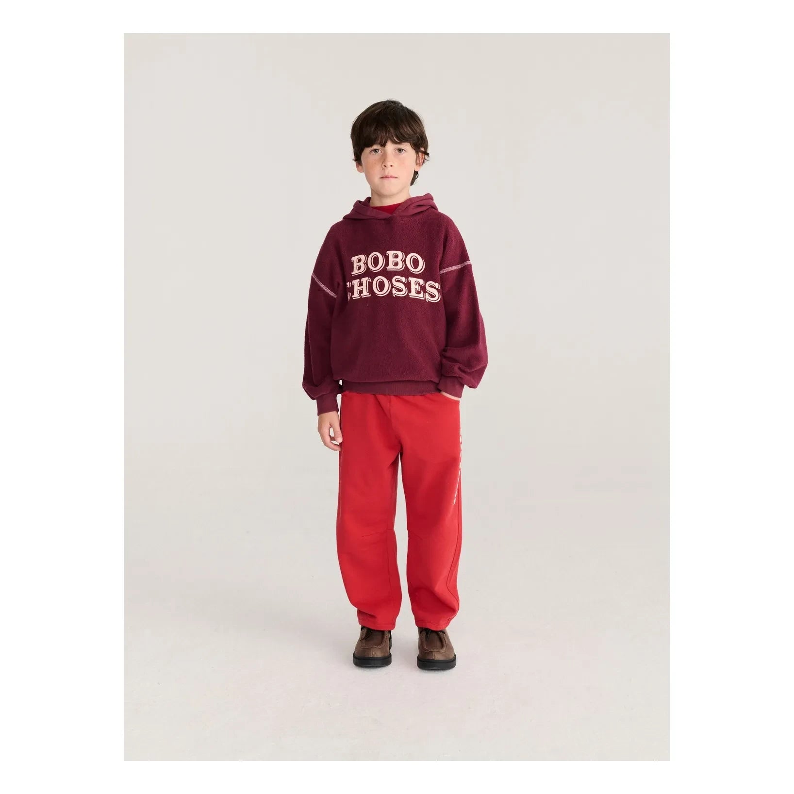Bobo Choses - Bobo organik pamuklu kapüşonlu sweatshirt | Bordo