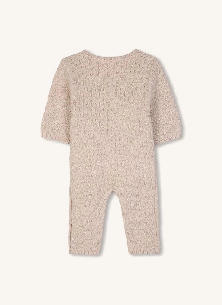 Chloé - Organik pamuklu bone ve tulum seti | Şeftali