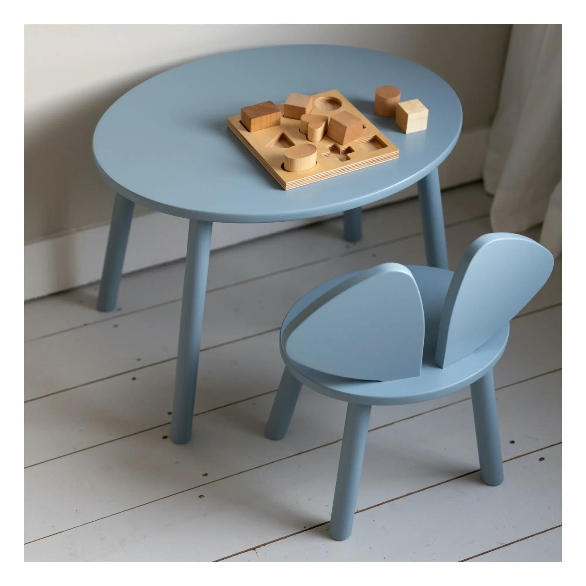 Nofred - Birch Mouse Table and Chair | Light Blue