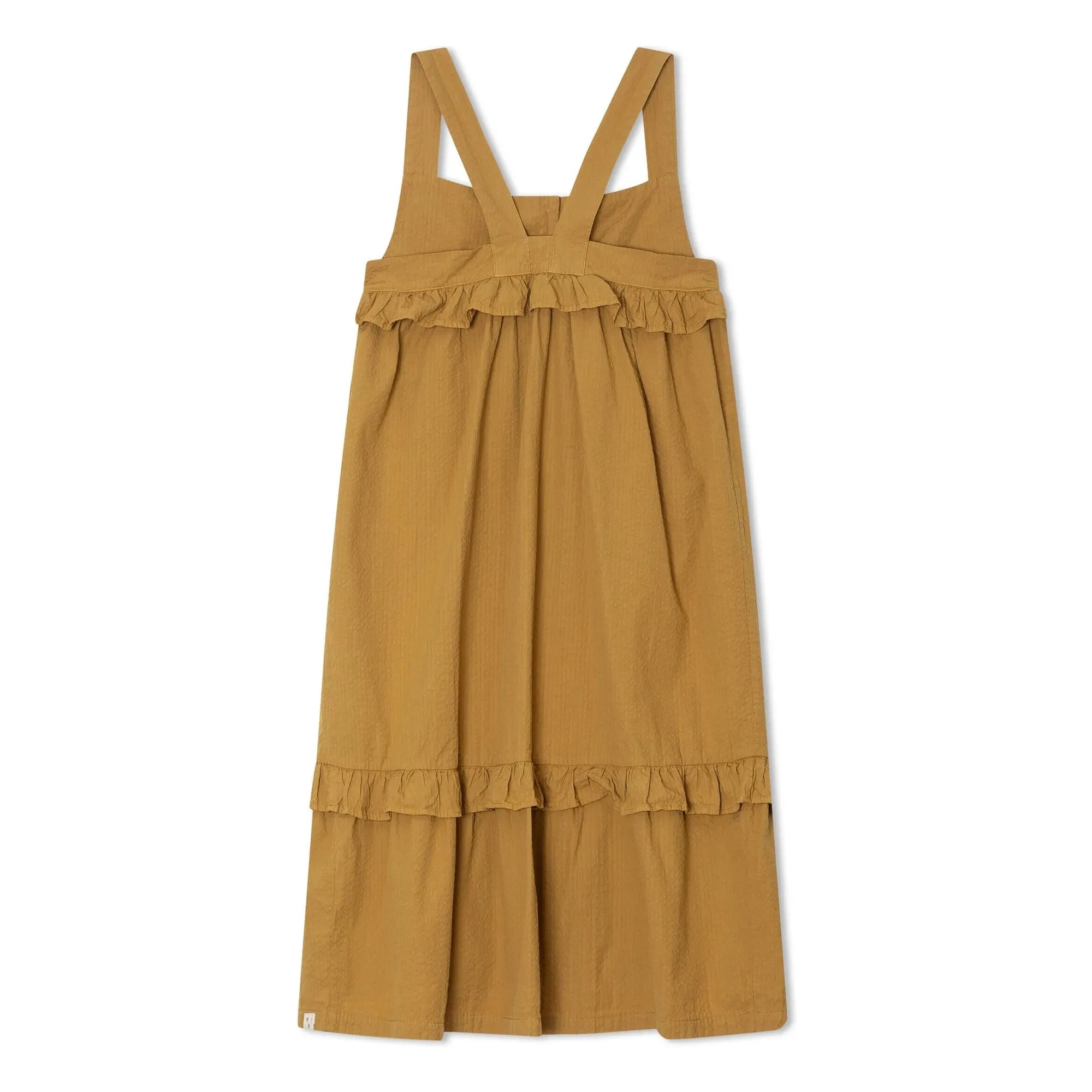 Matona - Mi-Long Ruffle Dress Organic Cotton | Mustard