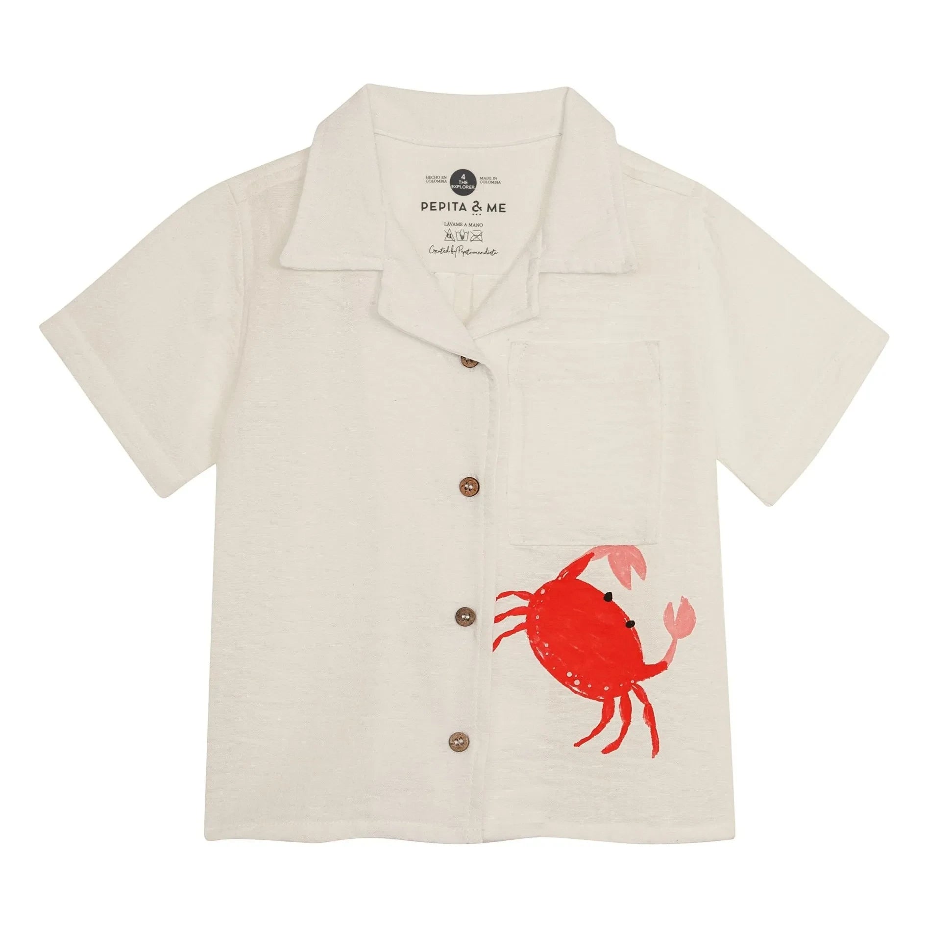 Pepita & Me - Guayabera Short-Sleeve Crab Shirt | Cream