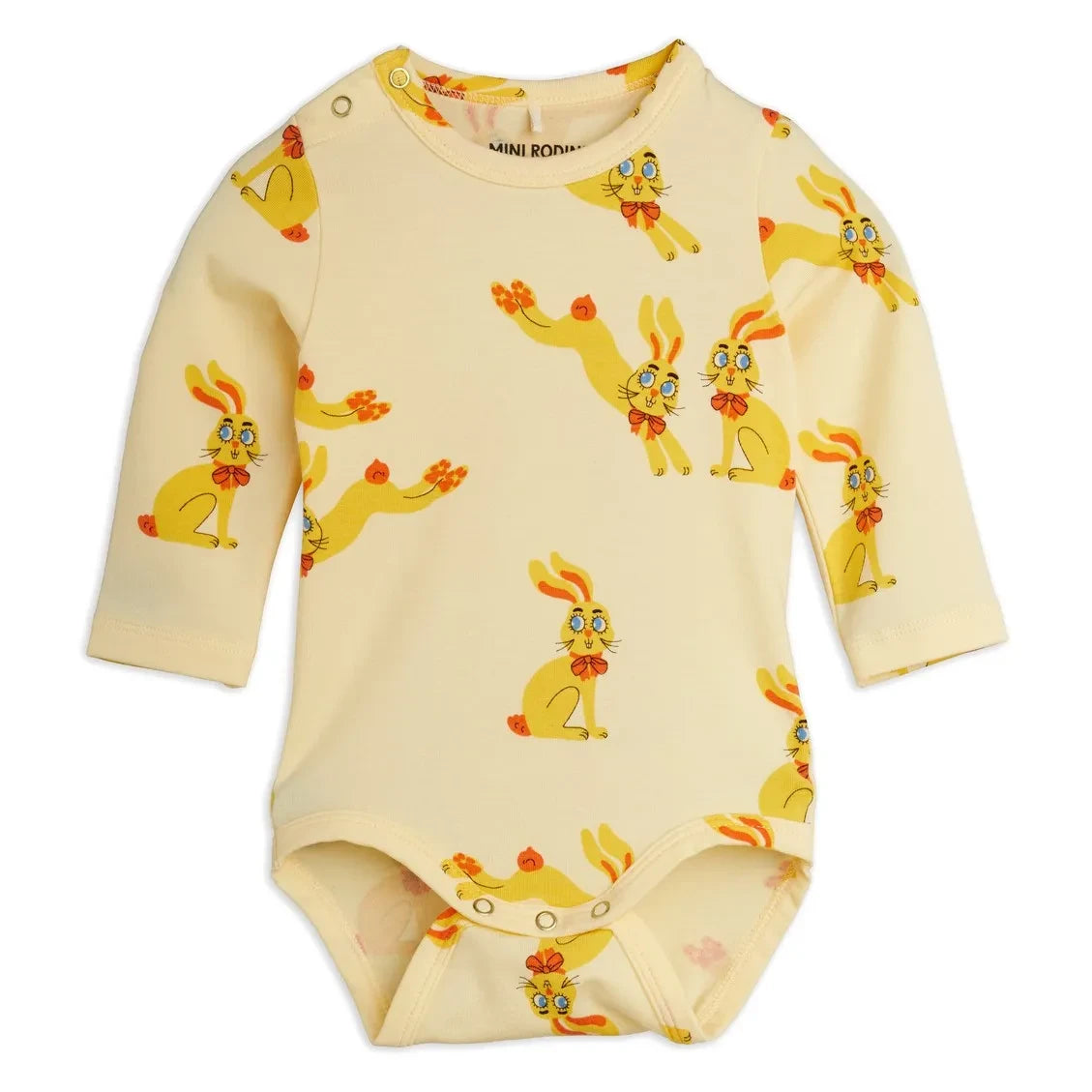 Mini Rodini - Bebek Tulum Body Tavşanlar Organik Pamuk | Sarı
