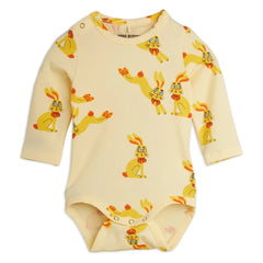 Mini Rodini - Bebek Tulum Body Tavşanlar Organik Pamuk | Sarı