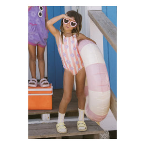 My First Cantê - Mel Fleurs Striped Textured Swimsuit | Pink